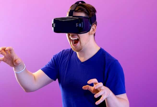 person wearing VR